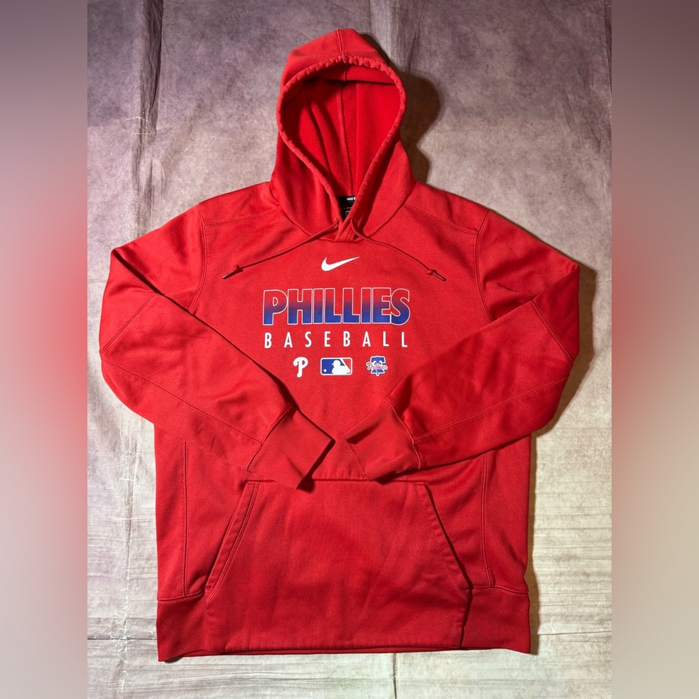 Nike Dri-Fit Philadelphia Phillies MLB Center Swoosh Pullover Hoodie Mens Large - Picture 2 of 11